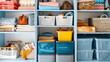 © Matthias - Home storage closet with labeled boxes and color-coordinated bins