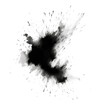 © Prompt2image - A single, bold black ink splatter explodes outward from the center of the image, creating a dramatic and messy pattern on the stark white background