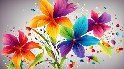 Wall Mural - Beautiful abstract colorful flower design