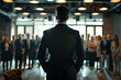 © Mykhaylo - Rear View of Business Coach Facing a Group of People in office