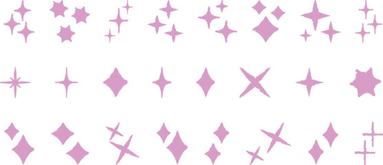 Wall Mural - Stars set icons.Shine icons. Christmas vector symbols isolated.Sparkle star icons.	drawn shining star. doodle.
