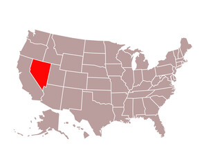 Sticker - nevada state map on USA map