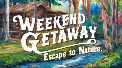 Poster - A painting of a logo for the weekend getaway escape to nature, AI