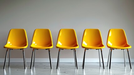 Wall Mural - Yellow Chairs Waiting in a Row, Ready for Occupants.