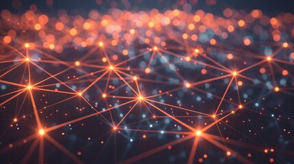 Wall Mural - abstract network of glowing dots and lines, futuristic technology background