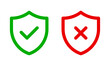 © ValGraphic - Shield with check mark and cross mark icon set