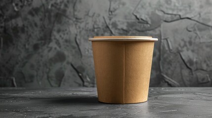 Poster - Brown paper container for food packaging on gray backdrop