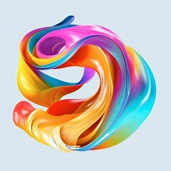 Color brush paint ribbon stroke swirl abstract splash background wave. Brush brushstroke color ribbon paint stroke flow shape wavy design paintbrush pen fluid rainbow element texture acrylic 3D 