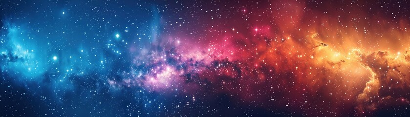 Wall Mural - A mesmerizing cosmic landscape showcasing a vibrant and colorful galaxy with countless stars glittering in the vast expanse of outer space.