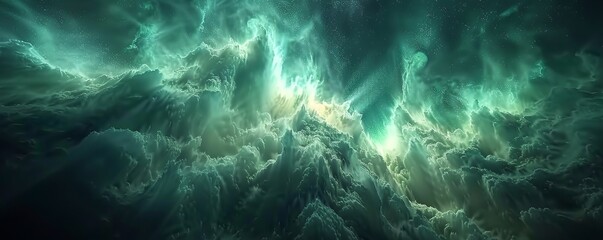 Wall Mural - aurora awakened in polar phenomenon, 4k hyperrealistic photo