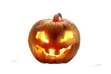 Halloween burning pumpkin on transparent background