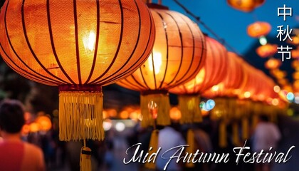 Wall Mural - Happy Mid Autumn Festival Poster Design. Chinese Holiday