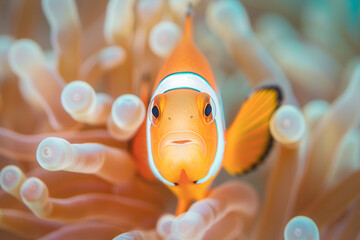 Wall Mural - Vivid Orange-fin Clownfish - Marine Life Art