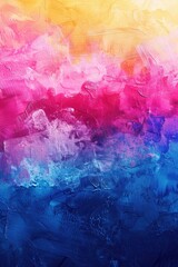 Wall Mural - Abstract colorful painting with vibrant pink, blue, and yellow hues blending together, creating a textured and dynamic background.