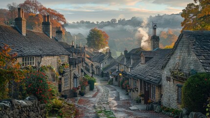 Poster - Autumnal Charm: A Picturesque English Village