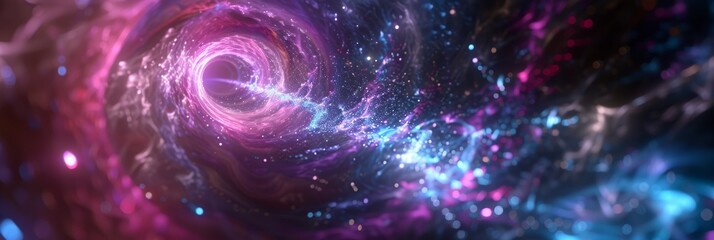Wall Mural - Colorful space nebula with cosmic energy, star trails, and bright celestial light, creating a mesmerizing cosmic scene