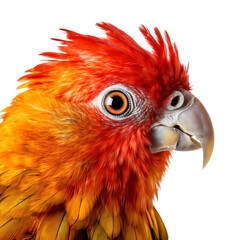 Wall Mural - Close up head of a red macaw isolated on transparent background