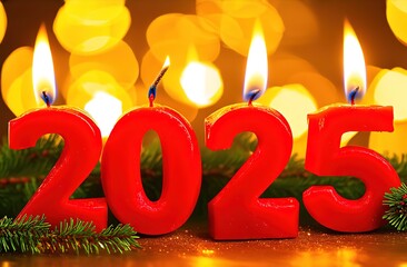 Happy New Year 2025 candle