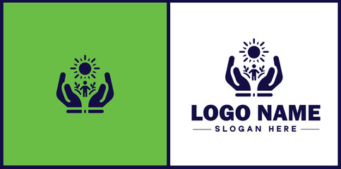 NGO icon Charitable group Voluntary agency Nonprofit organization flat logo sign symbol editable vector