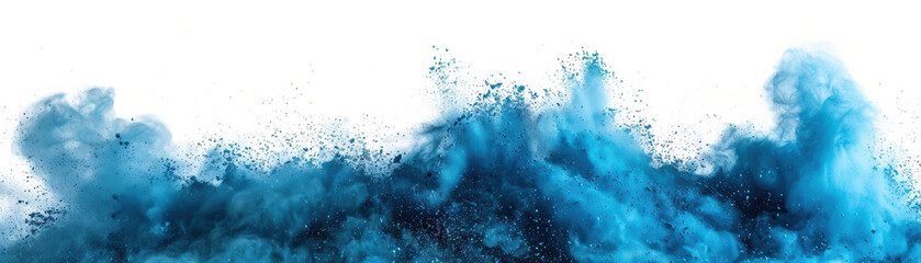Wall Mural - Dynamic blue ink explosion creating a mesmerizing cloud effect on a white background, perfect for artistic and abstract visuals.
