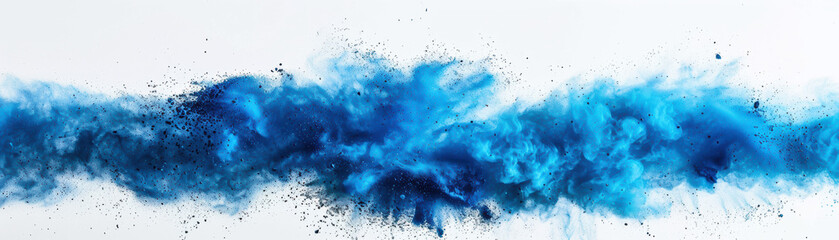 Wall Mural - Dynamic burst of blue powder against a white background creating a vibrant and energetic visual effect perfect for artistic and creative projects.