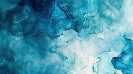 Wall Mural - Abstract blue and green fluid art background with flowing textures and watercolor patterns, ideal for modern design and creativity.