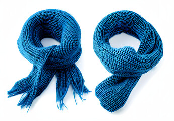 Poster - Blue knitted scarf on a white background.