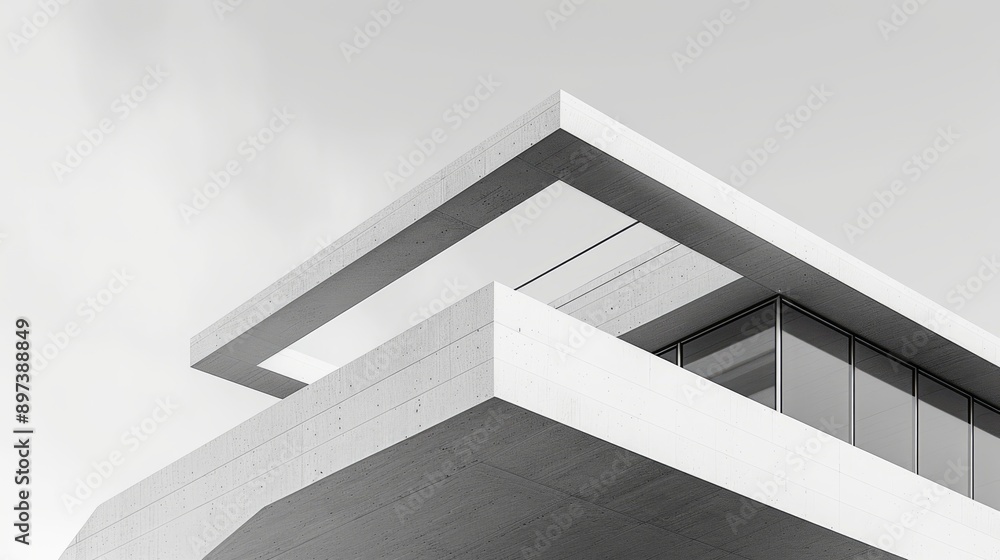 Design a minimalist architectural element that combines precise ...