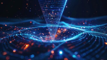 Wall Mural - Digital Vortex: A Whirlwind of Data and Light