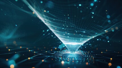 Wall Mural - Abstract Digital Network with Blue Glowing Lights