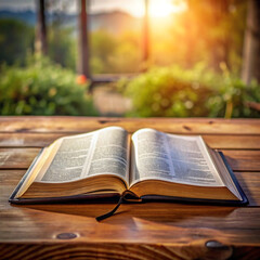 Wall Mural - open bible on a table