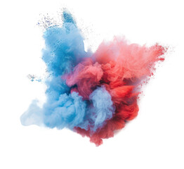 Wall Mural - Blue and Red Powder Explosion Against White Background