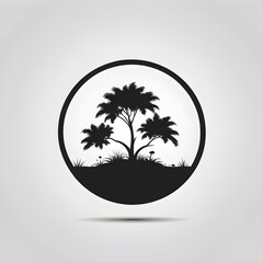 Wall Mural - Abstract tree silhouette logo on white background. Generative AI