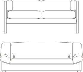 Wall Mural - Vector silhouette illustration sketch of detailed architectural design interior design of living room sofa table and chair furniture