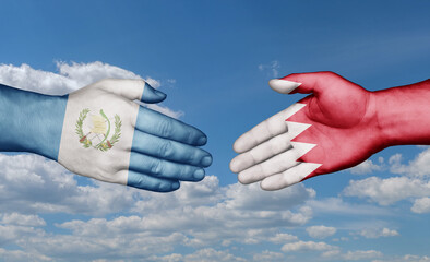 Bahrain and Guatemala country handshaking with flags, consensus concept international co-operation illustration