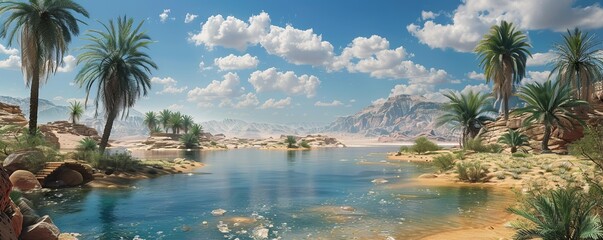 Sticker - Desert Mirage Oasis, 4K hyperrealistic photo