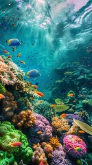 Wall Mural - Coral Kingdom: Underwater Paradise, 4K hyperrealistic photo