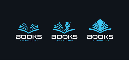 Wall Mural - technology book logo design, Pixel Book Logo, Online learning Logo template