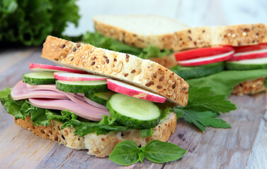 Sticker - ham and cucumber sandwich for lunch