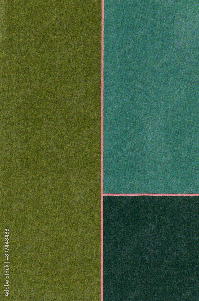 A green and blue color palette with grass texture, flat lay composition ...