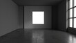 © AI Farm - Mockup image of a modern empty room with an empty frame on a smooth, matte black wall