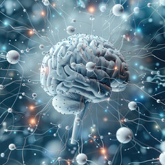 Leinwandbilder - Graphic of a brain with interconnected nodes. Generative AI.
