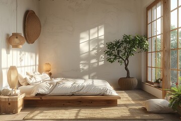 Serene Minimalist Bedroom with Natural Light 