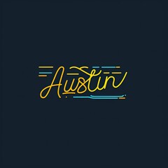 Sticker - Colorful Neon Word Art: Austin Design