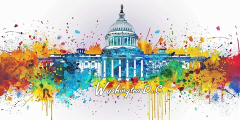 Poster - Colorful Illustration of Washington D.C. Landmarks