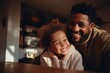 © CojanAI - Smiling portrait of a young father with daughter at home