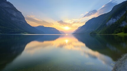 Canvas Print - A beautiful lake with mountains in the background