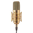 © NT clip art only - a retro gold condenser microphone transparent background