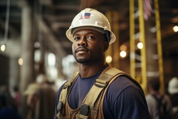 Portrait of a male African American construction worker