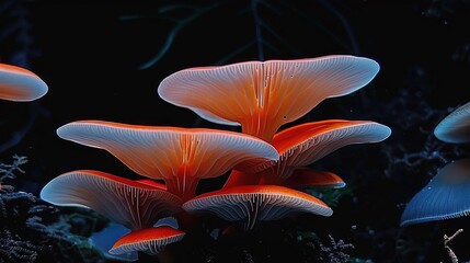 Canvas Print -   A cluster of vibrant oranges perched atop verdant seaweed, adorned with sea squirts